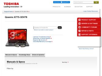 X775-3DV78 driver download page on the Toshiba site
