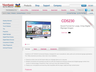 CD5230 driver download page on the ViewSonic site