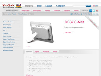 DF87G-533 driver download page on the ViewSonic site