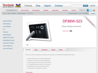 DF88W-523 driver download page on the ViewSonic site
