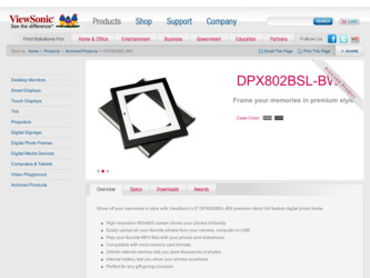 DPX802BSL-BW driver download page on the ViewSonic site