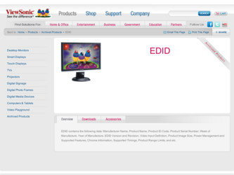 EDID driver download page on the ViewSonic site