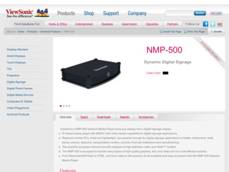 NMP-500 driver download page on the ViewSonic site