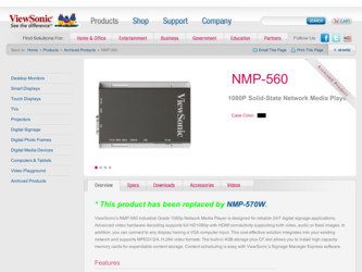 NMP-560 driver download page on the ViewSonic site