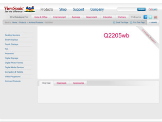 Q2205wb driver download page on the ViewSonic site