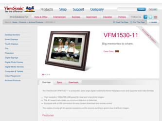 VFM1530-11 driver download page on the ViewSonic site